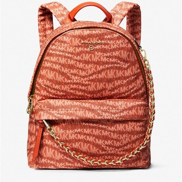 Michael Kors Slater Medium Animal Print Logo Backpack - Deep Orange main image 4